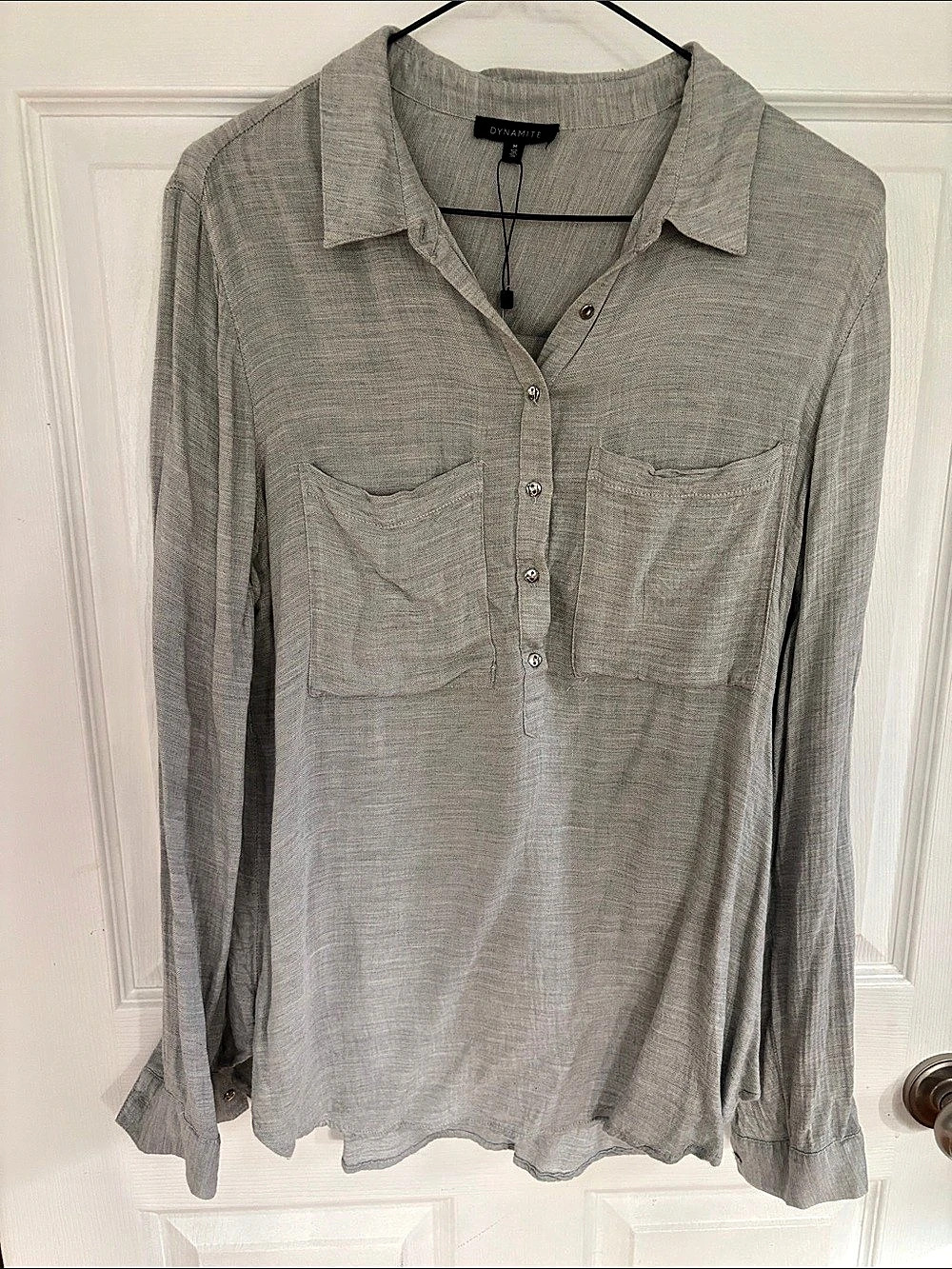 Dynamite Long Sleeve Button Down Gray Medium Like New